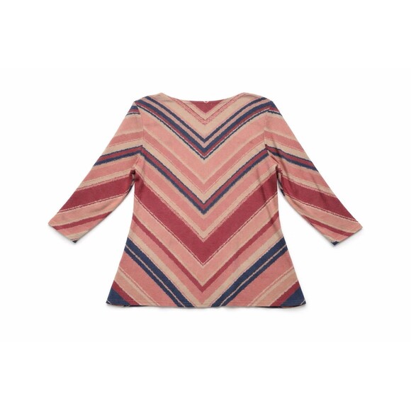 Boho Chevron Stripe Tunic Sweater Stretch Knit V Neck Made USA Nurture XL - Picture 4 of 6